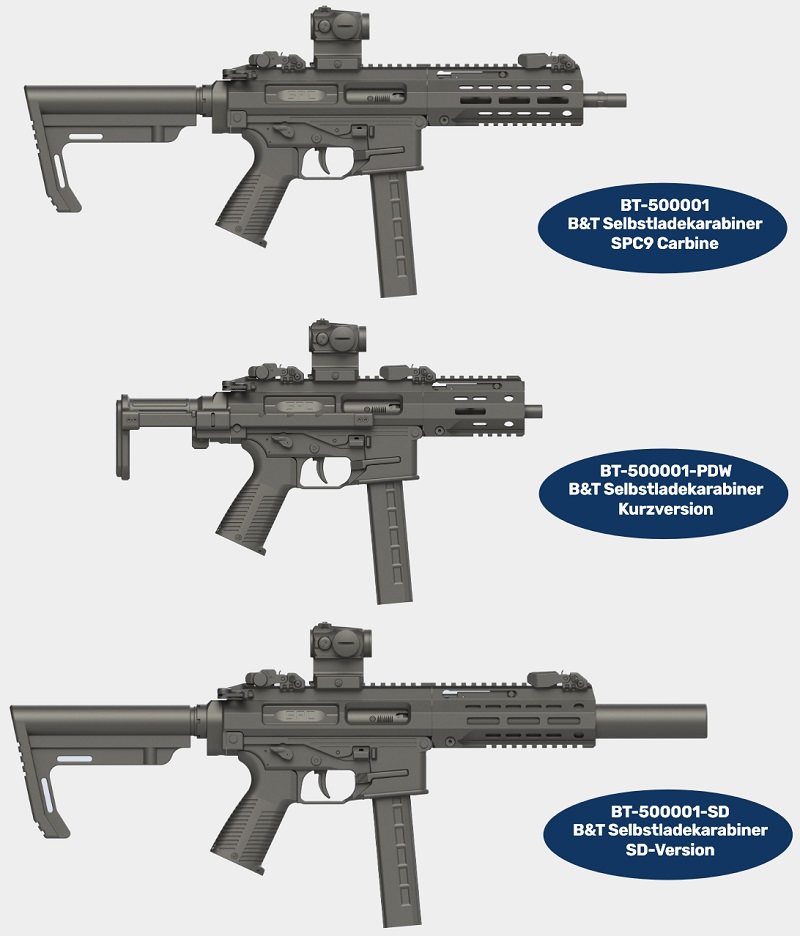 SPC9에는 기본형 외에도 소음기 장착버전인 SD와 단축버전인 PDW가 2021년 상반기중에 발매될 예정이다.