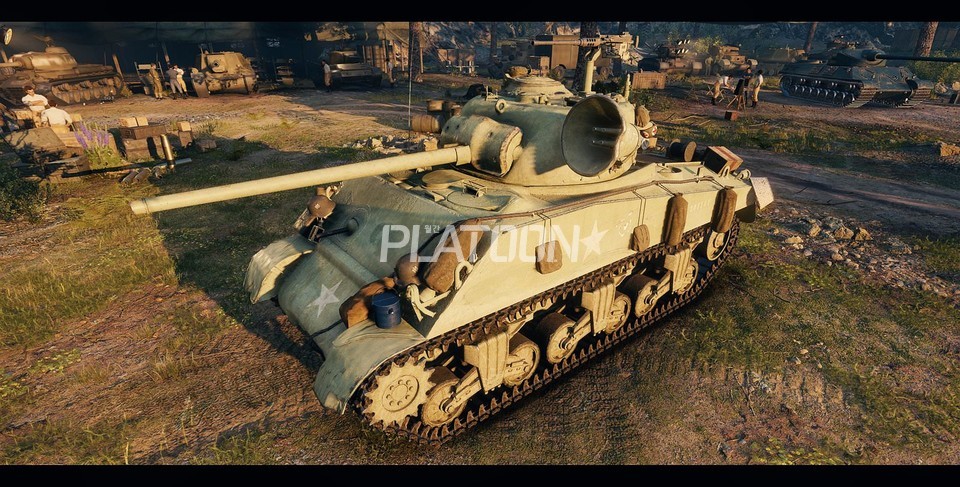 Wargaming사의 PC 온라인 게임, '월드 오브 탱크(World of Tanks)'에 등장하는 오드볼 병장 사양 M4 셔먼. 포탑에 장착된 저 아름다운 확성기를 보면 정말 웅장이 가슴해진다.