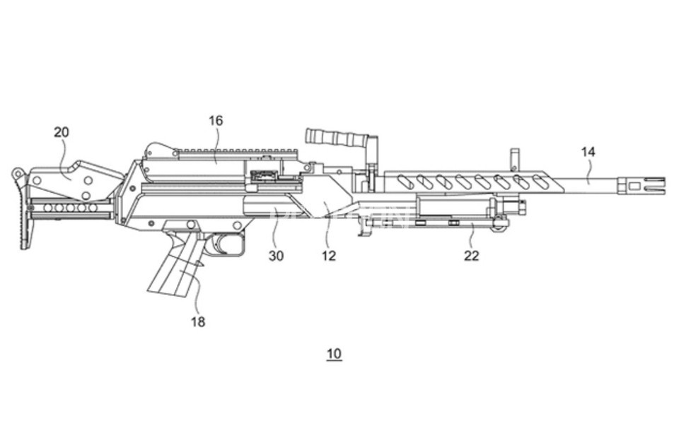 2019년에 일본 특허청에 출원된 스미토모 중기계의 신형 기관총 단면도 1. 