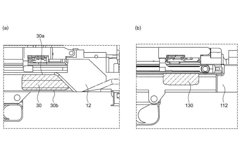 2019년에 일본 특허청에 출원된 스미토모 중기계의 신형 기관총 단면도 5. 장전손잡이의 형태나 탄피/급탄 링크 배출구의 형상은 미니미의 것을 그대로 차용한 듯 보인다.  
