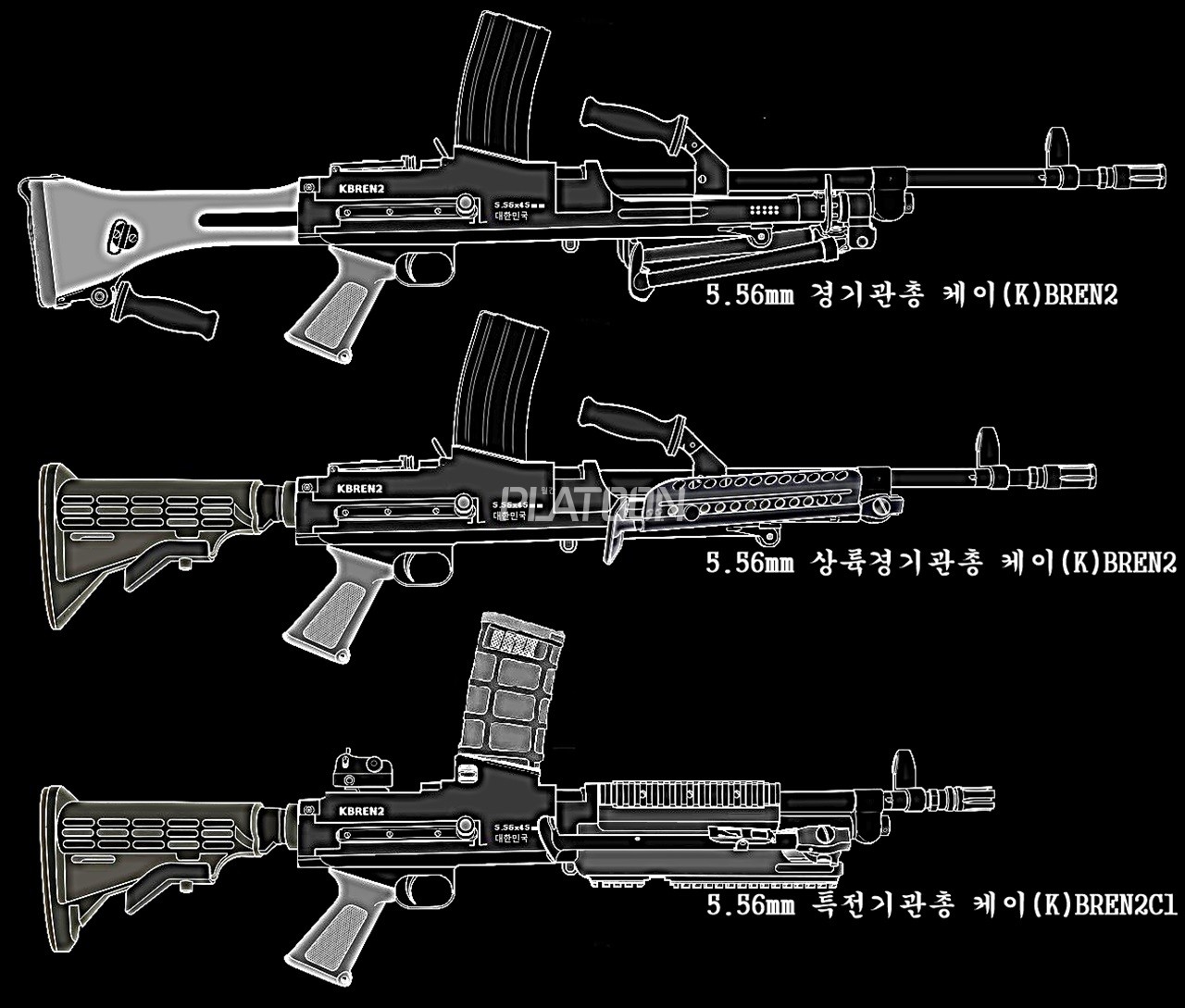 아아아. 멋지지 않습니까. 상륙작전에 임하는 해병대원들을 위해 길이조절도 가능하고 총열의 길이도 약간 짧게 만들어 휴대도 용이하게 하고 말입니다. 특전용은 플라스틱 탄창에 피카티니 레일까지 적용해서 각종 최신 광학장비까지 운용할 수 있게 하고 아아아 멋저요 아아아아(개미침