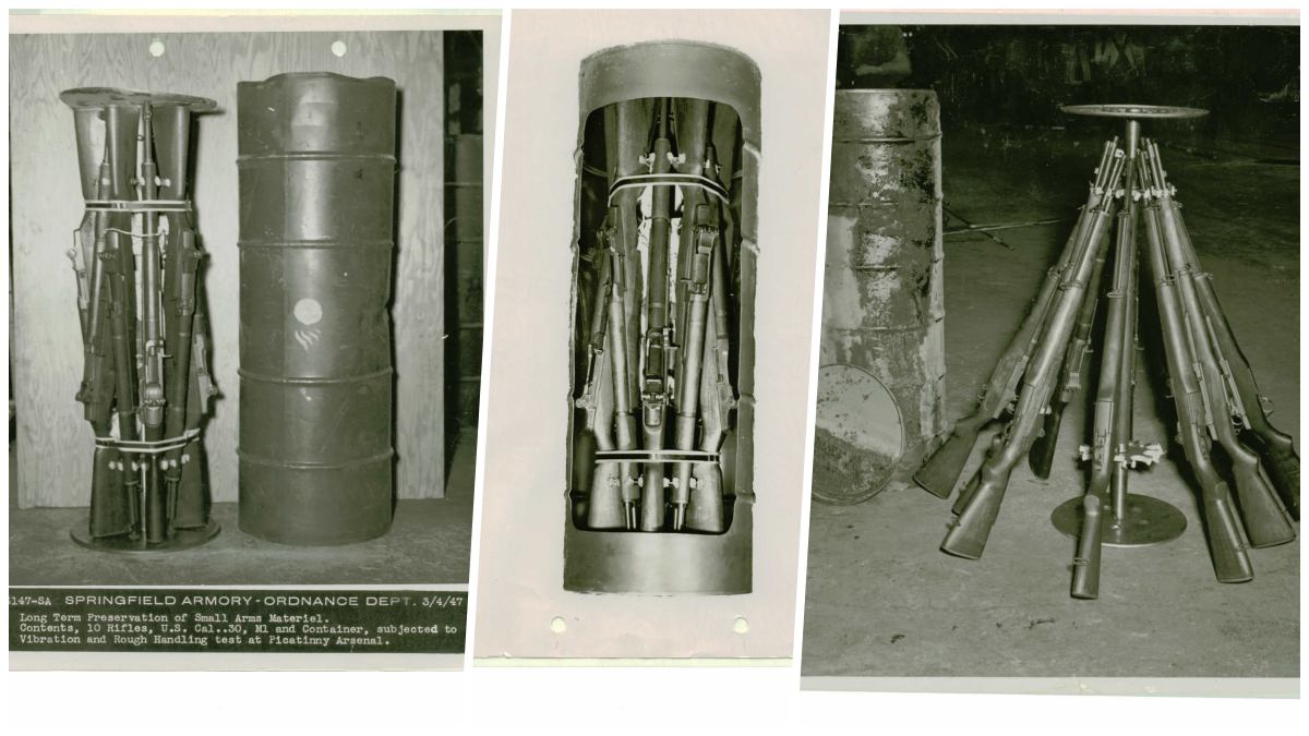 개런통조림. 10정의 개런드로 통조림 하나를 만들었다. (Springfield Armory)