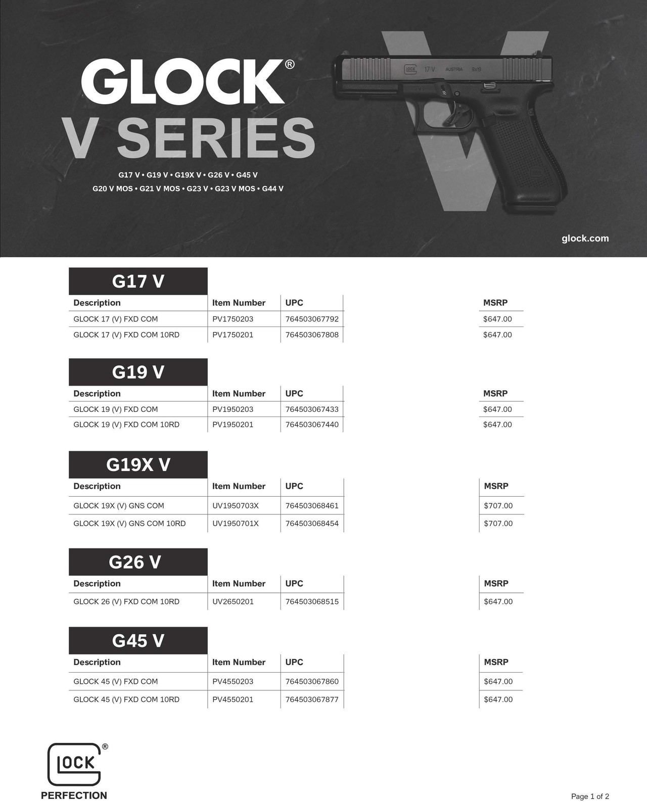 벌써 글록이 기존 제품을 단종시킨 뒤 내보낼 신규 라인업인 V모델에 대한 공지도 올라온 듯 하다. (Glock)